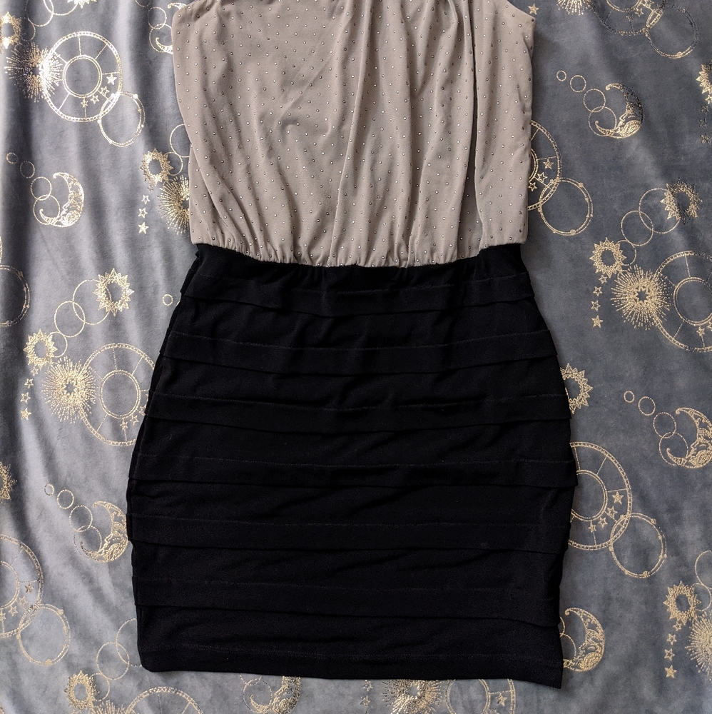 Black and Tan Cocktail Party Dress